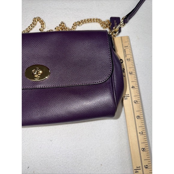 COACH Ruby F54849 Deep Plum Cross Grain Leather Crossbody/Wristlet/Shoulder Bag - Picture 13 of 15